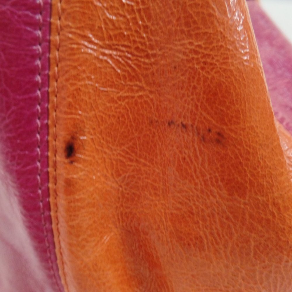 MAURIZIO TAIUTI Made in Italy Bright Pink & Orange Patent Leather Bucket Bag - Picture 12 of 16